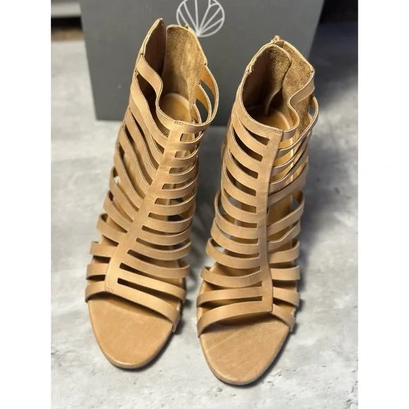 Coclico Tan Gladiator Wedge Sandals 41 - Picture 3 of 7